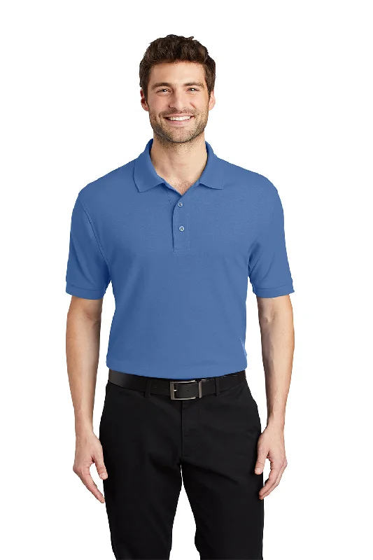 Great Bargain Port Authority Mens Silk Touch Wrinkle Resistant Short Sleeve Polo Shirt - Ultramarine Blue