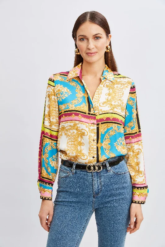 Weekend Bargains Galore Silk Scarf Print Shirt