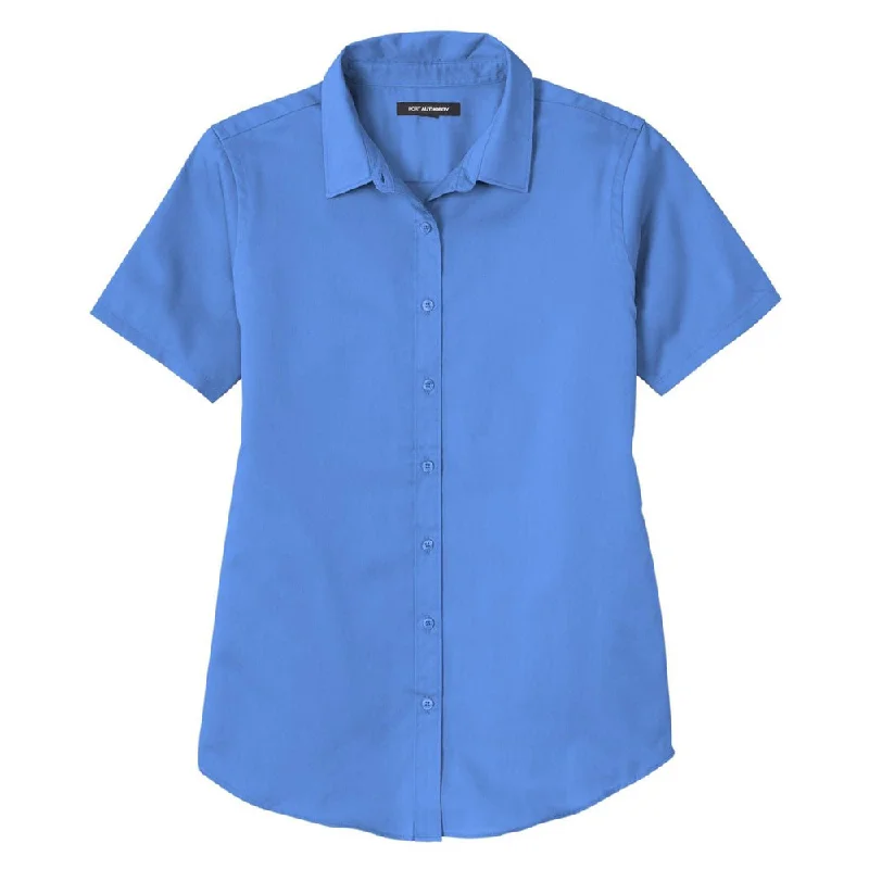 Overstock Clearance Port Authority® Ladies Short Sleeve SuperProReactTwill Shirt