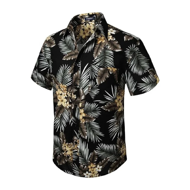 Can't Be Beat Funky Hawaiian Shirts with Pocket - BLACK-2