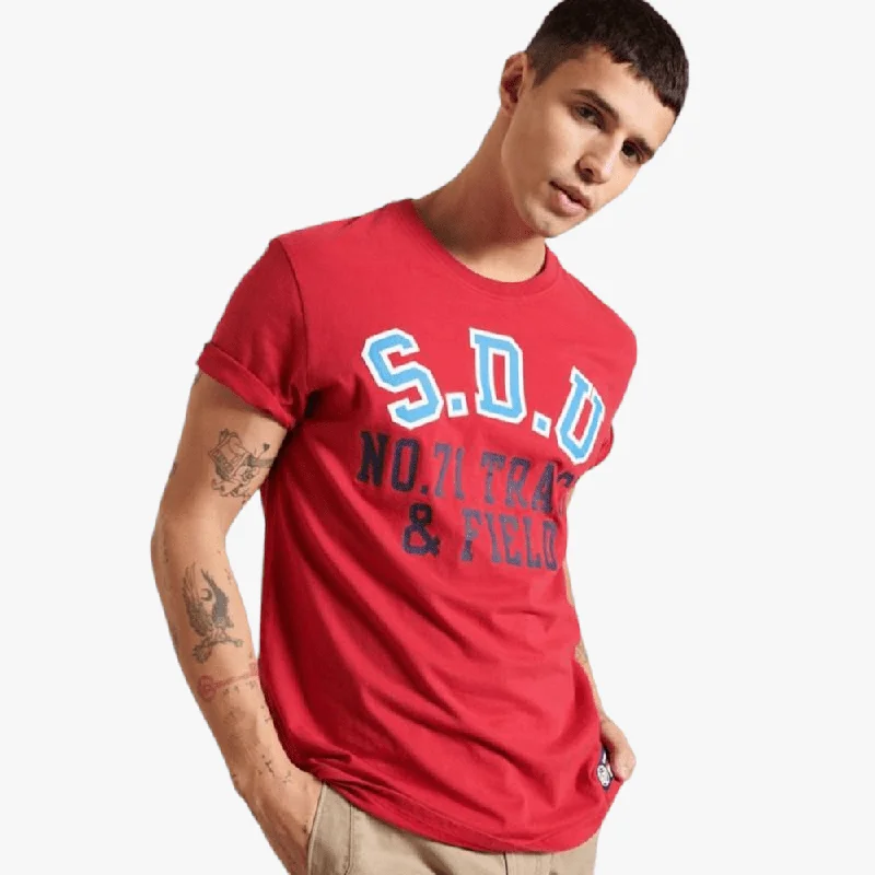 Weekend Bargains to Relish Superdry Mens Track And Field Graphic Short Sleeve Tee Chilli Pepper