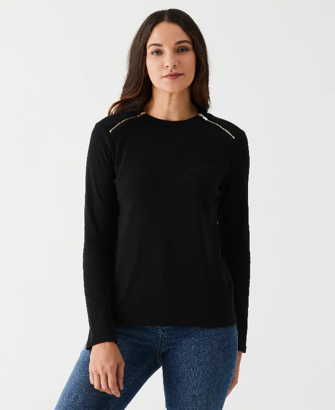 Weekend Offers That Thrill Long Sleeve Tee with Zipper Detail