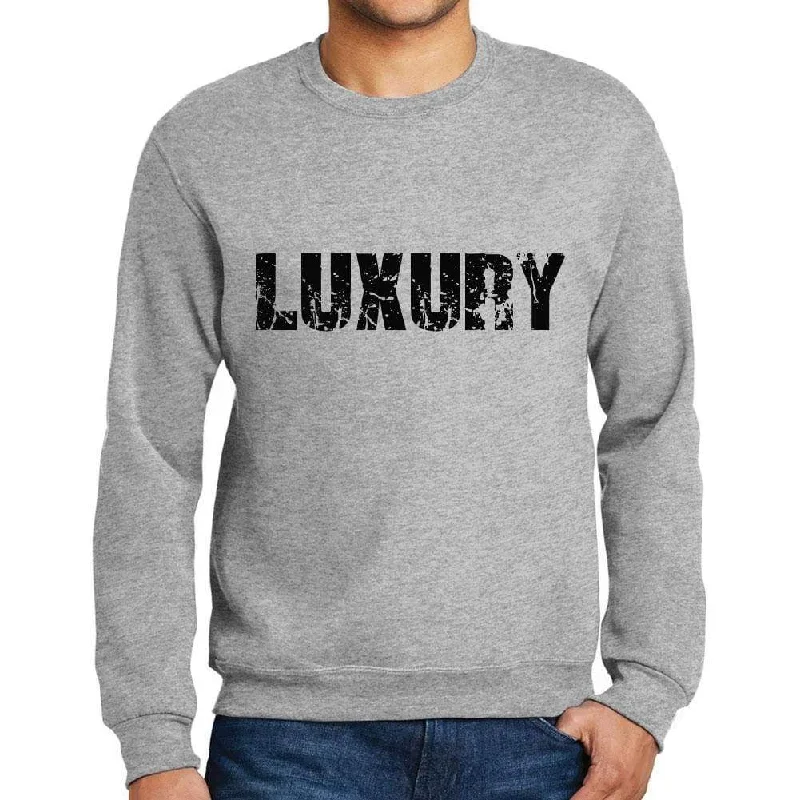 Celebrate the Weekend with Discounts Men's Printed Graphic Sweatshirt Popular Words LUXURY Grey Marl