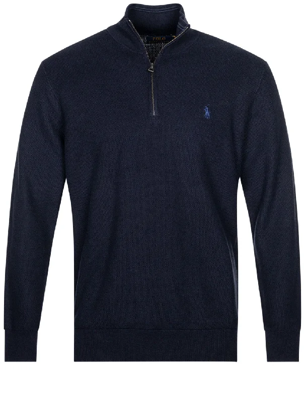 Best Bargains Pullover mit halbem Reißverschluss, Marineblau