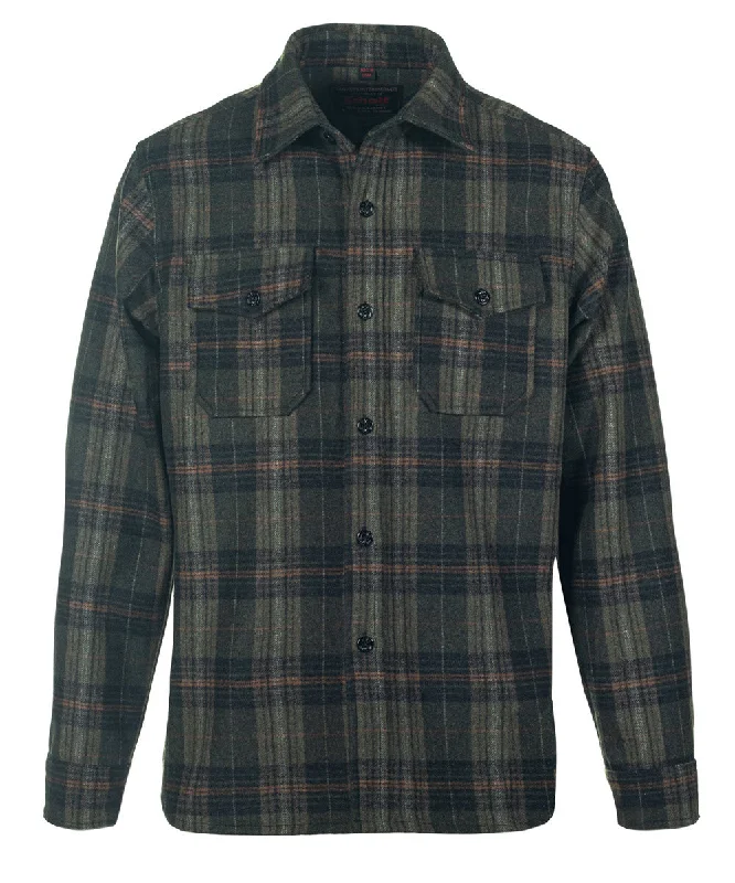 Special Offer Schott NYC Men’s Plaid CPO Wool Shirt - Olive