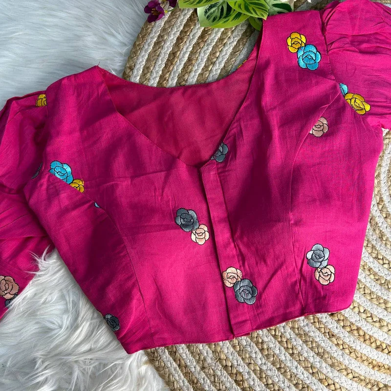 Closeout Deal Women's Pink Colour Khadi Cotton Readymade Blouse