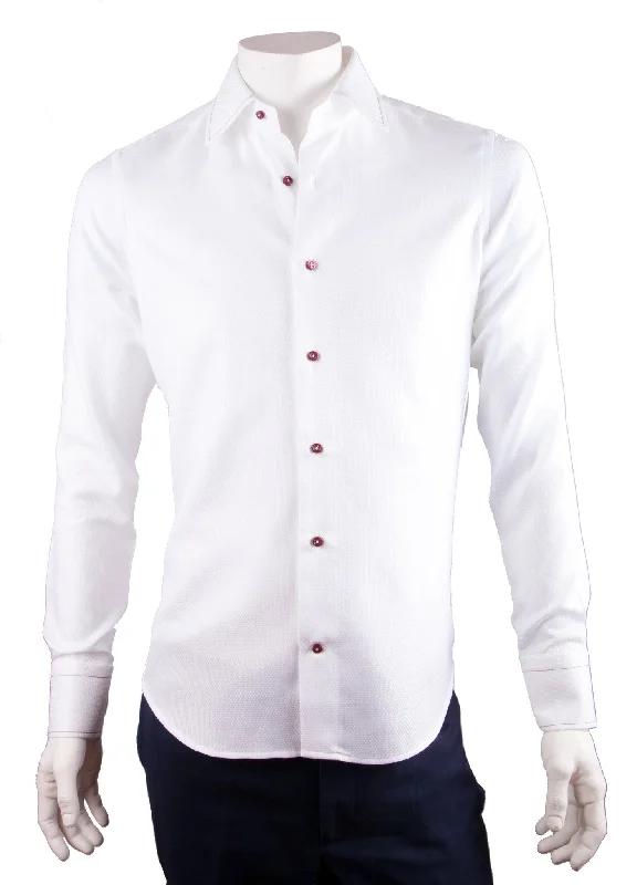 Weekend Offers That Shine White Pique Print Dress Shirt