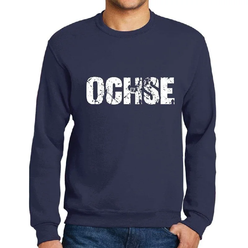 Men's Printed Graphic Sweatshirt Popular Words OCHSE French Navy