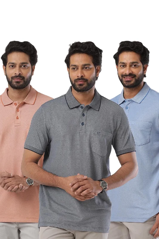 Golf Polo - Multicolor T-Shirts Pack Of 3 Combo For Men | Ariser