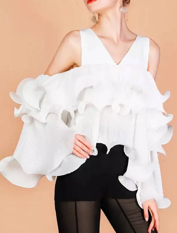 Weekend Shopping Bliss Chiffon Frill Layered Sleeveless Blouse