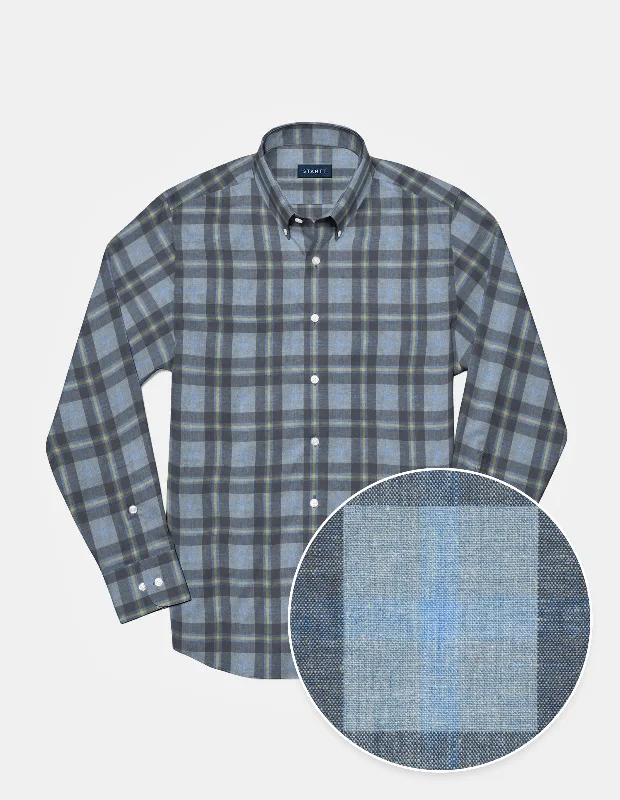 Special Discount Navy and Blue Cotton Linen Plaid