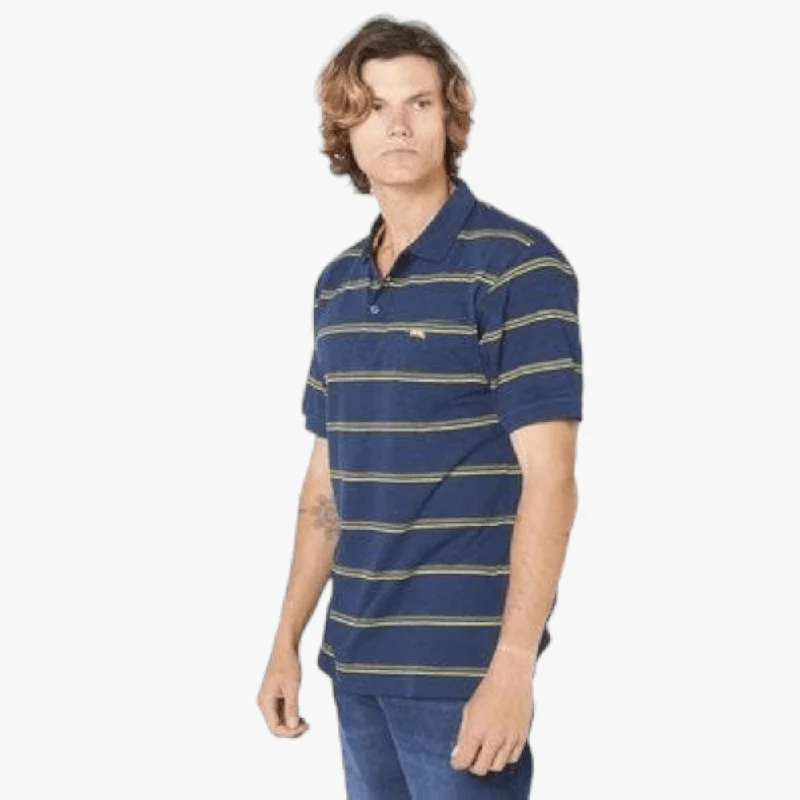 Jeep Mens Jasper Striped 1 Pocket Golfer Navy