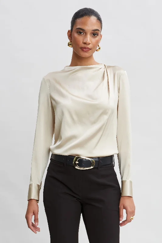 Weekend Offers That Shine Silk Satin Draped Neck Shirt