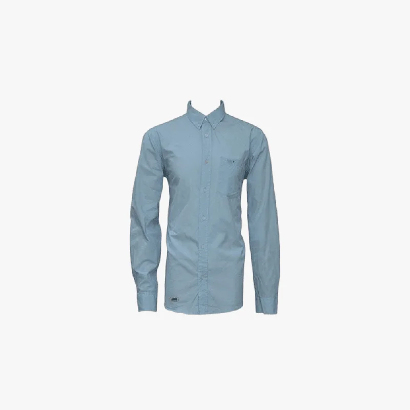 Jeep Mens Plain Poplin Long Sleeve Shirt Ice Blue