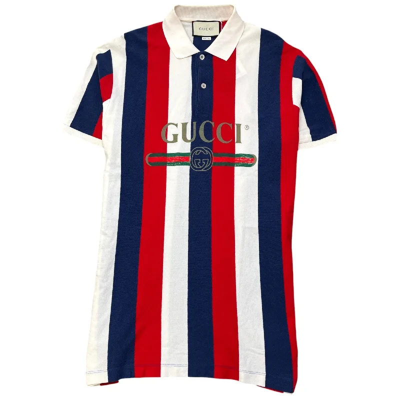 Year-End Clearance Men's Stripe Logo Polo Shirt Multi-Coloured Size L