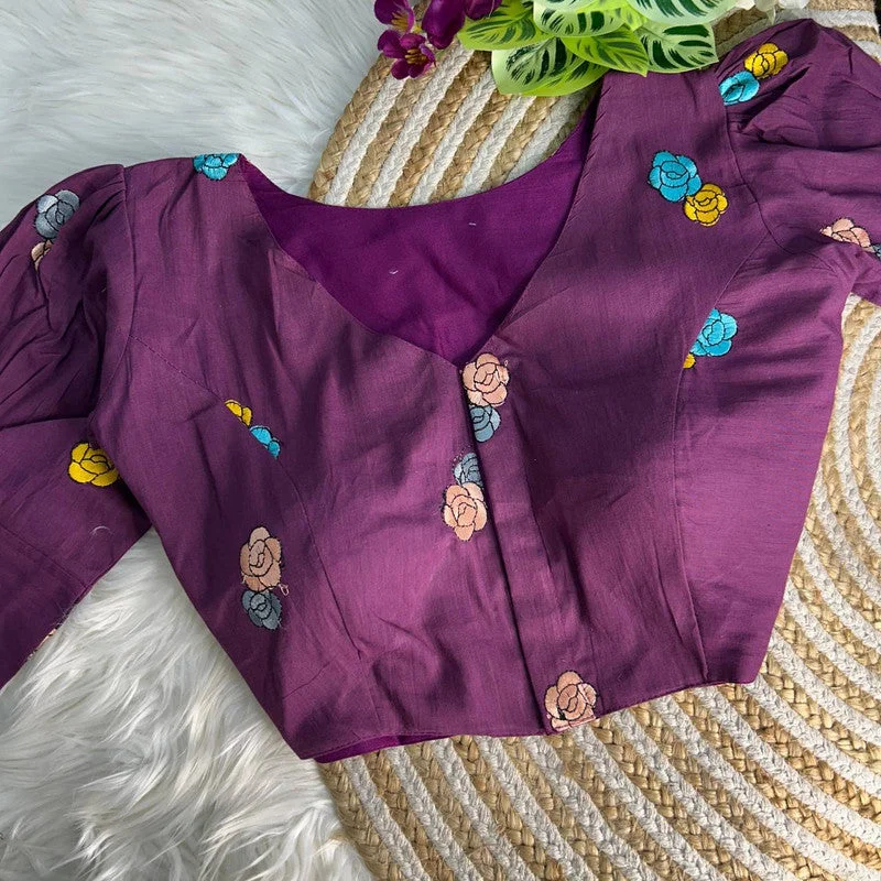 Early Access Women's Wine Colour Khadi Cotton Readymade Blouse