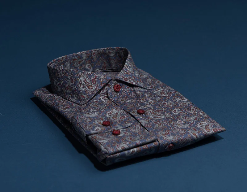 Fancy Navy and Rust Paisley Print