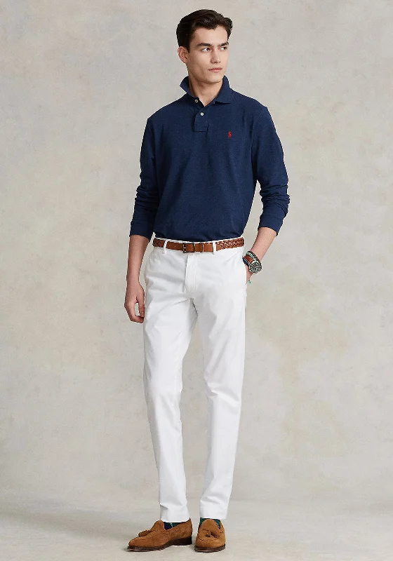 Final Sale Ralph Lauren Classic Long Sleeve Polo Shirt, Blue Heather