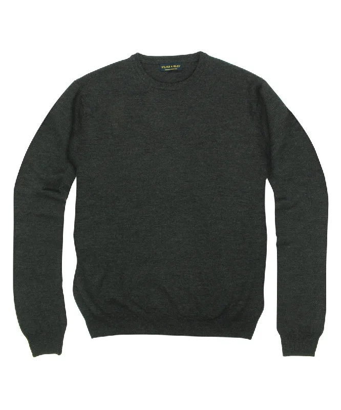 Time-Limited Offer 100% Pure Merino Wool Zegna Baruffa Crewneck Sweater - Charcoal