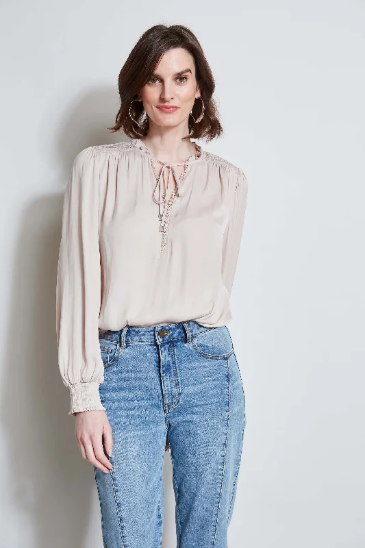 Weekend Savings Extravaganza T-Tahari Embroidered Keyhole Shirt