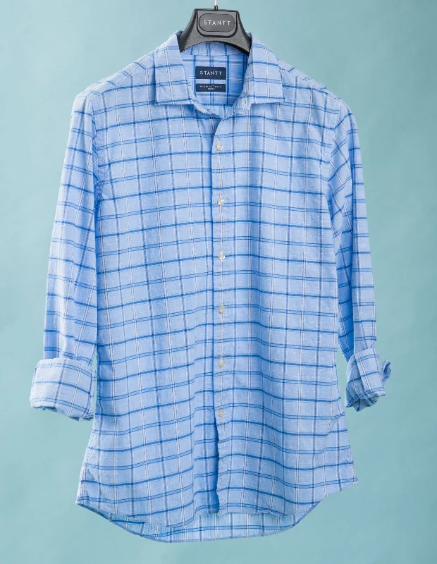 TIME-Limited Offer Blue and Navy Slubweave Overcheck