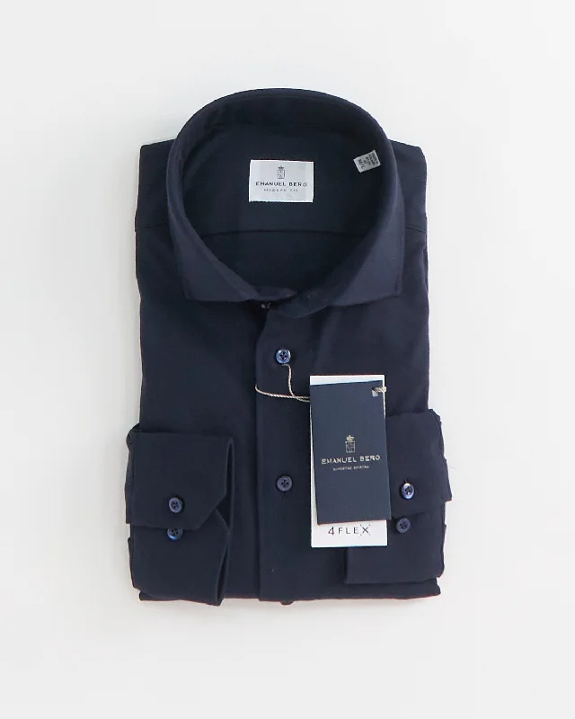 Modern Fit Navy 4Flex Jersey Stretch Shirt