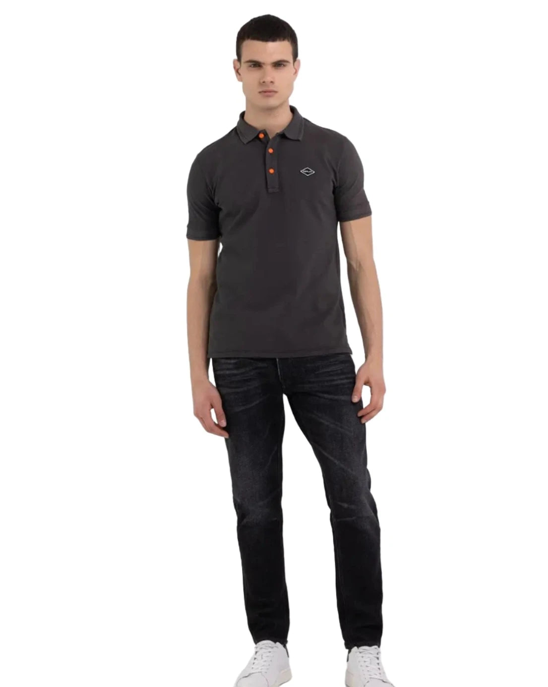 ID80208-Replay Washed Black Polo Shirt