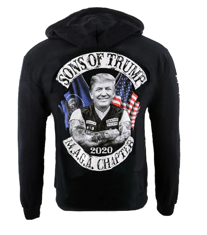 Clearance Items Biker Clothing Co. BCC118010 Men's Black 'Sons of Trump' Pullover Motorcycle Hoodie