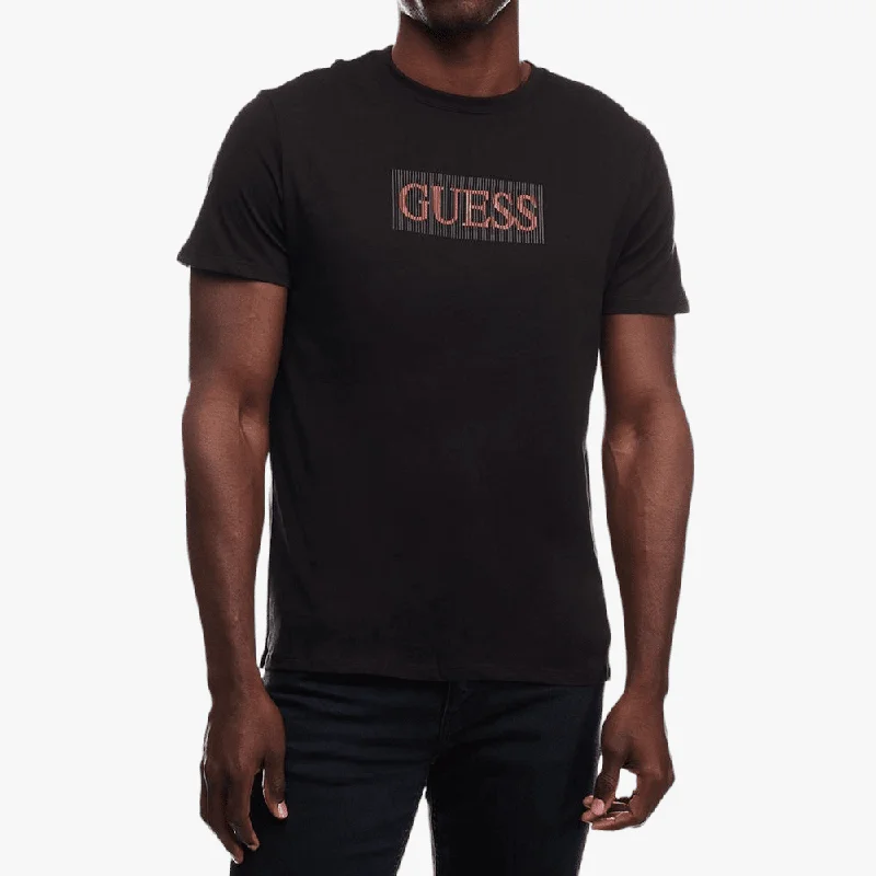 Guess Mens Classic Guess Logo Short Sleeve Tee Black