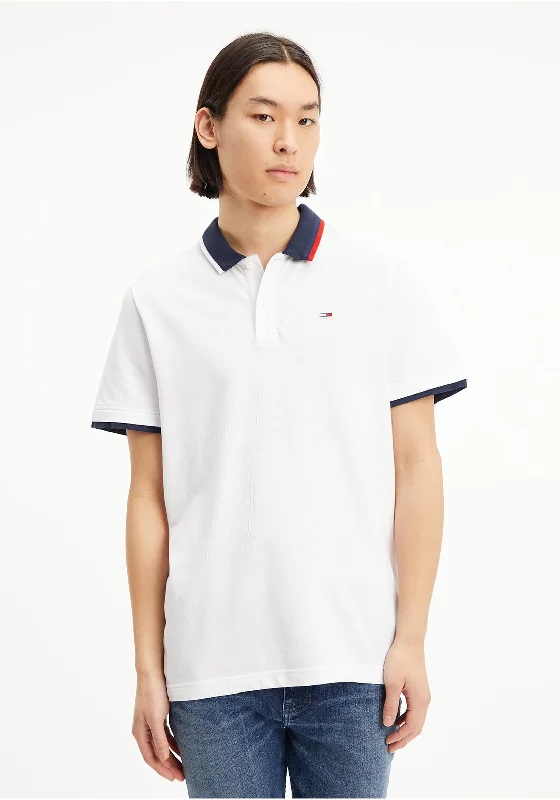 Tommy Jeans Flag Neck Polo Shirt, White