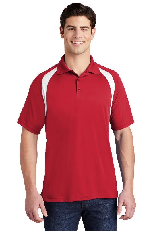 Unmissable Offer Sport-Tek Mens Dry Zone Moisture Wicking Short Sleeve Polo Shirt - True Red/White