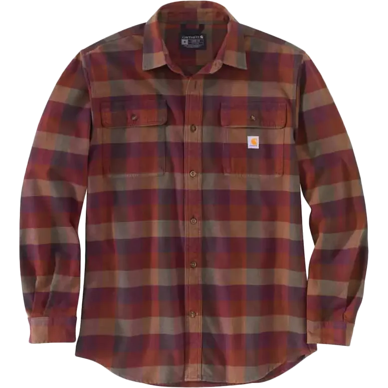 Holiday Sale Men's Loose Fit Heavyweight Flannel Long-Sleeve Plaid Shirt
