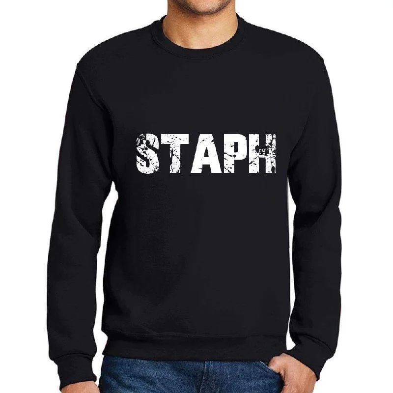 Weekend Specials to Enjoy Men's Printed Graphic Sweatshirt Popular Words STAPH Deep Black