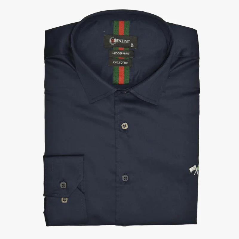 Lorenzini Modern Classic Slim Fit Long Sleeve Shirt Navy