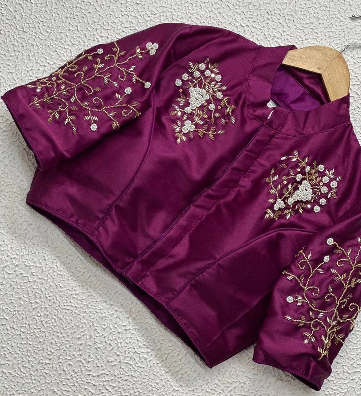 Super Discount Women's Wine Colour Pure Silk Readymade Blouse