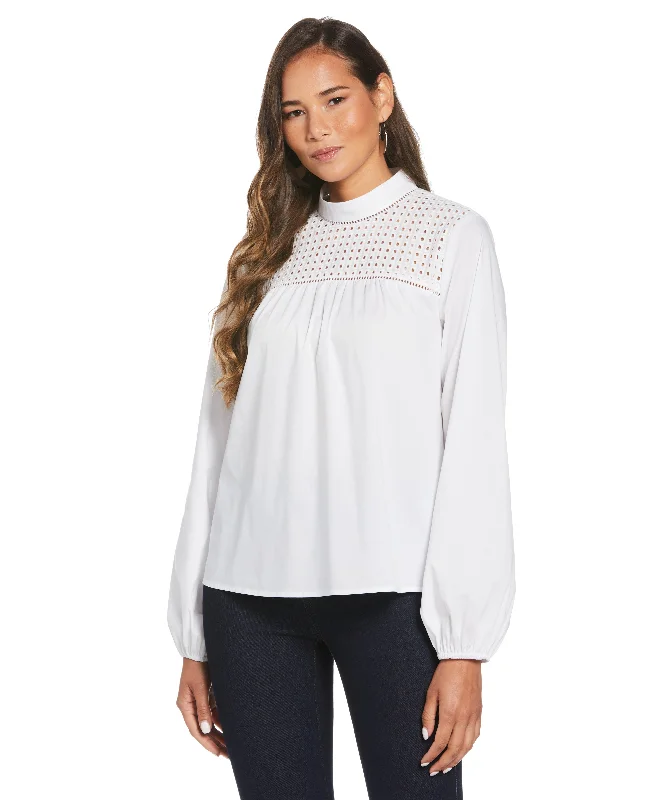 Value Deals Poplin Lace Mix Blouse
