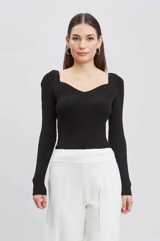 Weekend Steals Await Contour Neck Rib Sweater