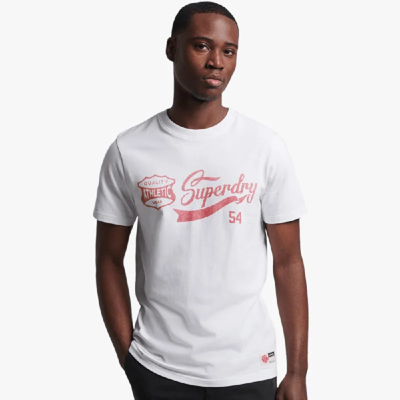 Steals and Deals Superdry Mens Vintage Script Short Sleeve Tee Brill White
