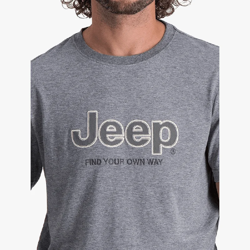 Jeep Mens Logo Applique Short Sleeve Tee Heather Grey Mel