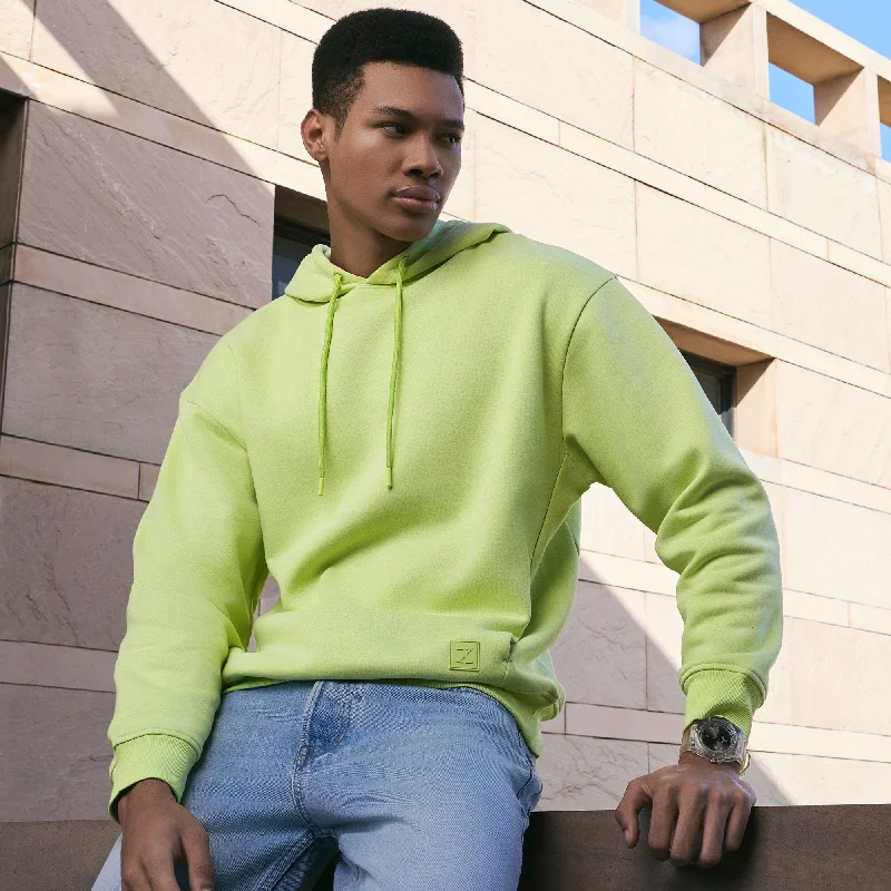 Pulse French Terry Cotton Blend Hoodies Lime Green