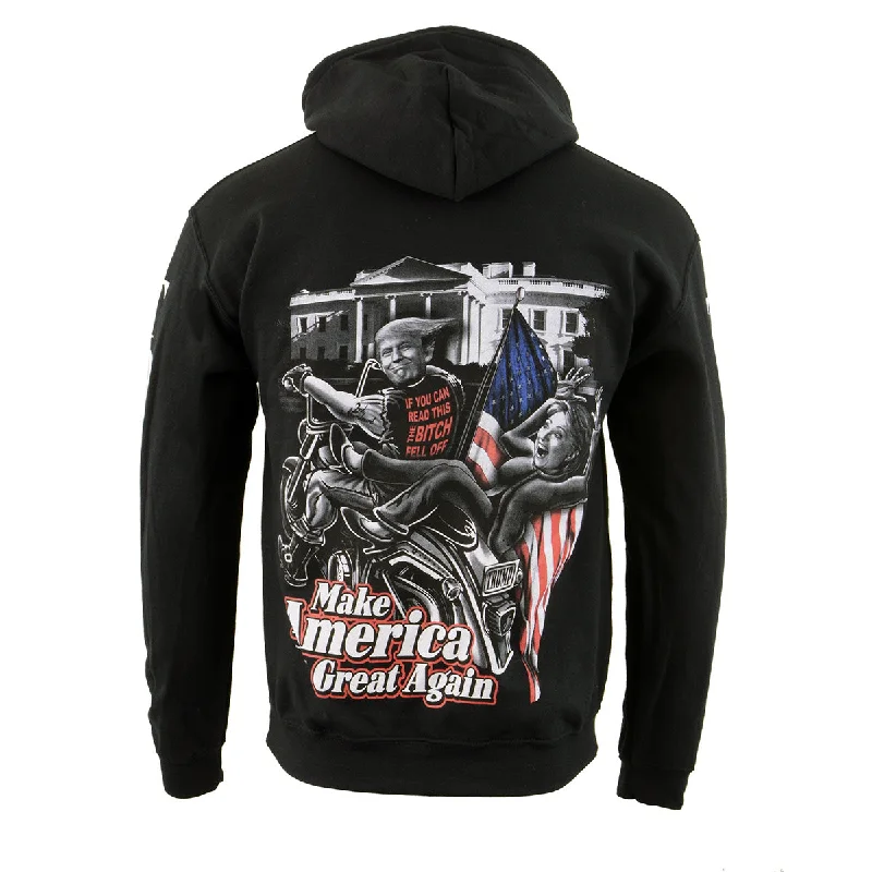 Hurry Up Biker Clothing Co. BCC118012 Men's Black 'Make America Great Again' Motorcycle Hoodie