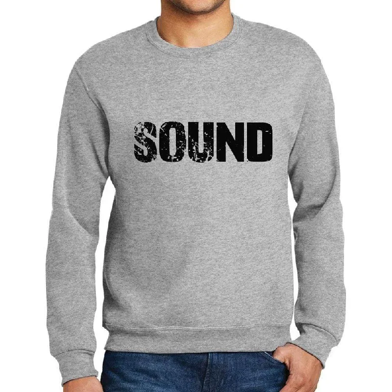 Men's Printed Graphic Sweatshirt Popular Words SOUND Grey Marl