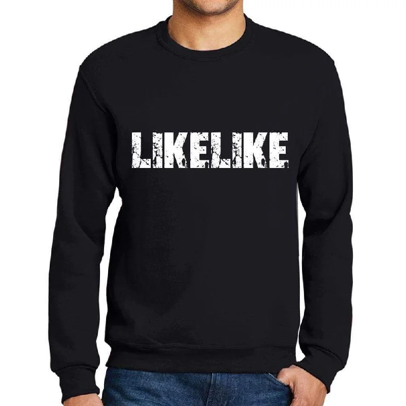 Men's Printed Graphic Sweatshirt Popular Words LIKELIKE Deep Black