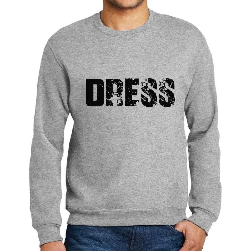 Mega Sale Men's Printed Graphic Sweatshirt Popular Words DRESS Grey Marl