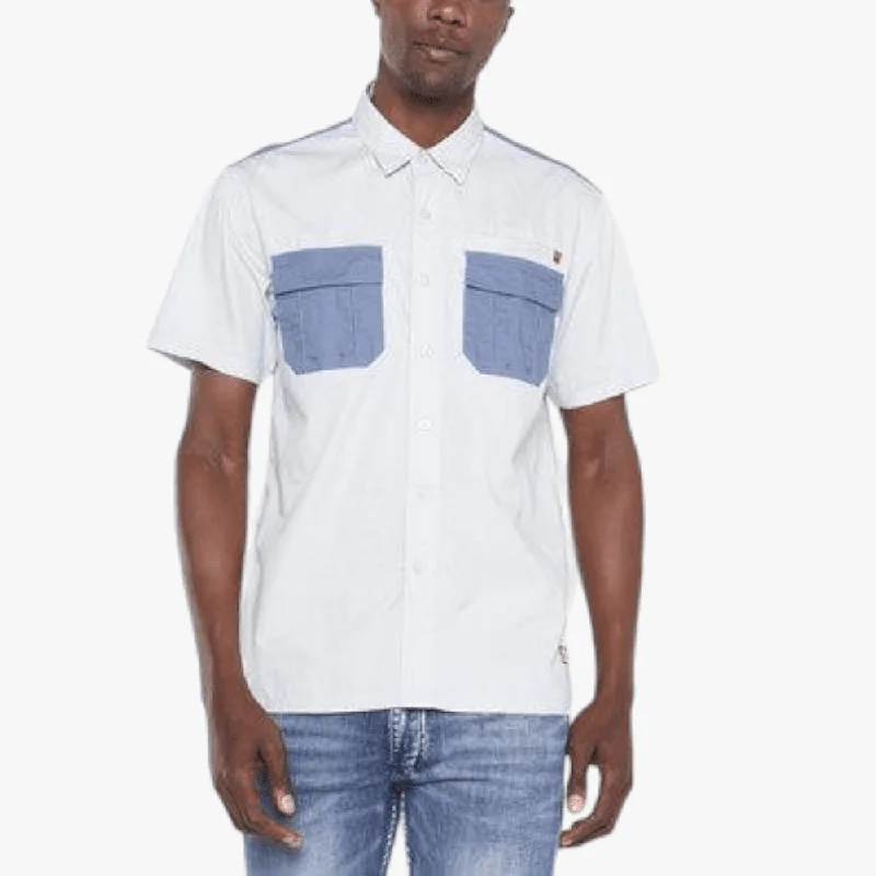 Weekend Discounts to Snag Jeep Mens Safari Short Sleeve Shirt With Back Ventgoodgrey/Vintageblue
