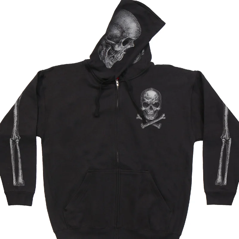Final Offer Hot Leathers GMZ4402 Men’s ‘Jolly Roger Skull’ Black Hoodie with Zipper Closure