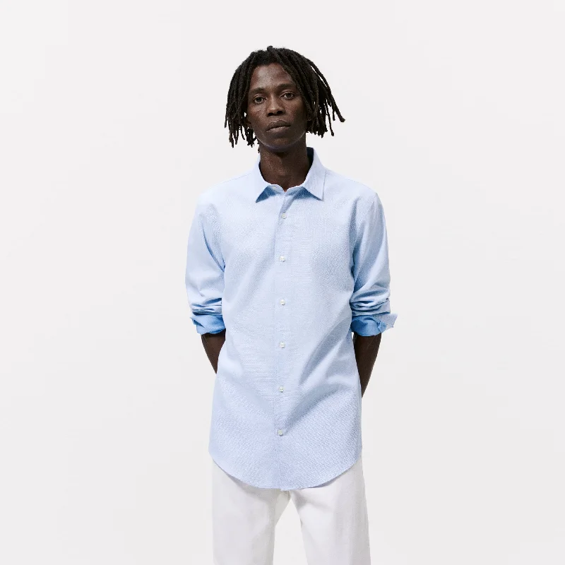 Great Deals ZR - Men 'Sky Blue' Easy Care Textured Shirt ZR107