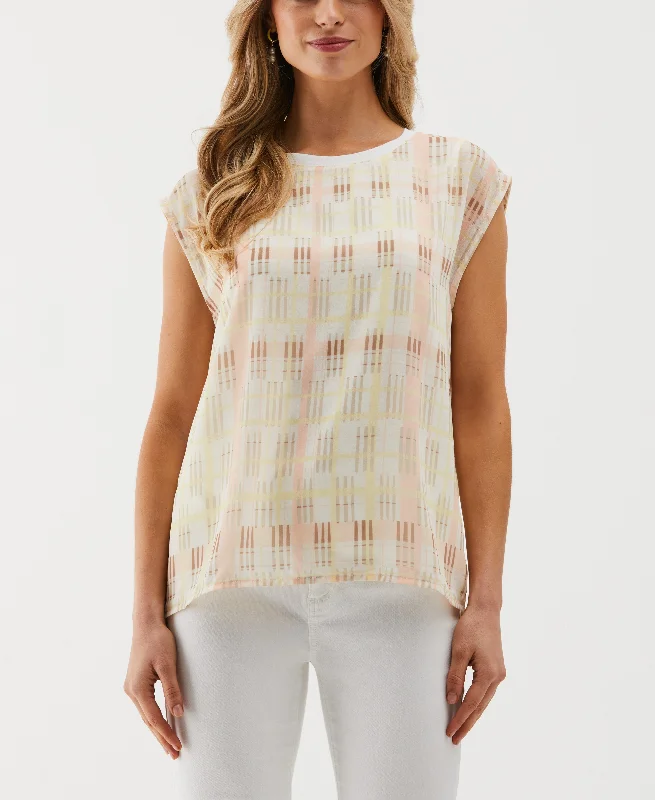 Special Discount Petite Crosshatch Print Top