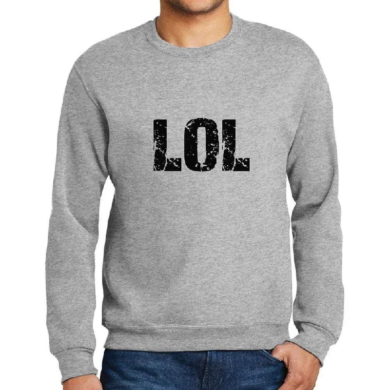 Weekend Offers That Tempt Men's Printed Graphic Sweatshirt Popular Words LOL Grey Marl