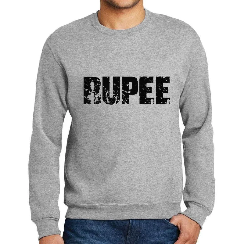 Men's Printed Graphic Sweatshirt Popular Words RUPEE Grey Marl